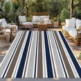 thumbnail image 2 of Grey Navy Blue Striped Outdoor Rug for Patio/Deck/Porch, Non-Slip Large Area Rug 3 x 5 Ft, Farmhouse Stripes Modern Abstract Art Indoor Outdoor Rugs Washable Area Rugs, Camping Rug Carpet Runner, 2 of 8