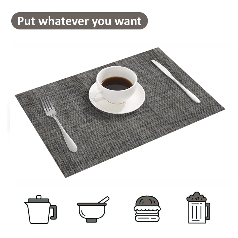 Howarmer Placemats, Washable Woven Vinyl Placemats, HeatResistant Placemats Stain Resistant Non