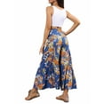 thumbnail image 6 of hirigin Women Boho High Waist Wide Leg Pants Summer Casual Palazzo Flowy Front Ties Beach Trousers Bohemian Clothes, S/ M/ L/ XL, 6 of 8