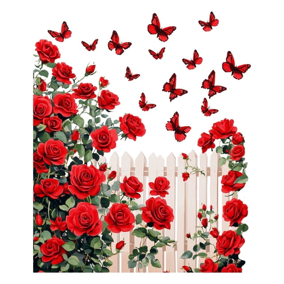 PEIBang Valentine's Day Wall Decals,Rose Flowers Wall Stickers Romantic Decoration for Wedding Anniversary Holiday Living Room Home Office
