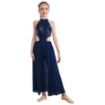 thumbnail image 3 of iiniim Girls Sparkly Ballet Leotards Ballroom Dancing Outfit Shiny Jazz Latin Dance Dress Gymnastic Tutu Skirt Navy Blue 10, 3 of 7