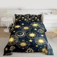thumbnail image 2 of Manfei Boho Sun Full Size Comforter Sets,bohemian Exotic Style Bedding Comforter Set,Gold Stars Print Bedding Sets For Men Women,Breathable Home Decor Reversible,3 Pieces, 2 of 8