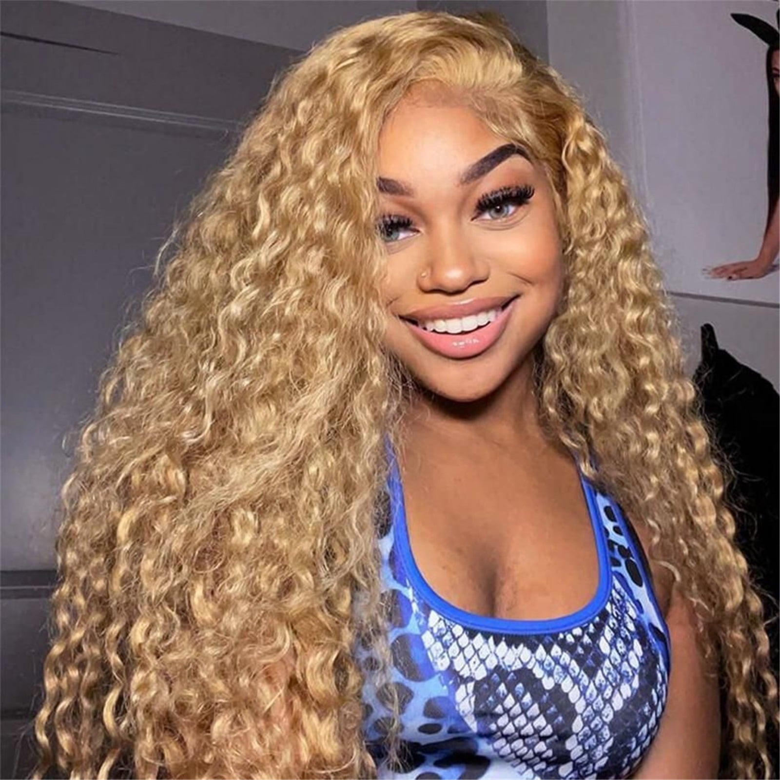 13x6 Deep Wave Lace Front Wig Honey Blonde Lace Front Wigs Water Wave 200 Density