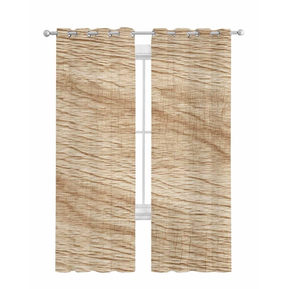 Country Farmhouse Sheer Curtains 63 Inch Length 2 Panels Set for Living Room/Bedroom, Vintage Brown Wooden Grain Kitchen Curtains Grommet Semi-Sheer Curtains Drapes Voile Window Treatments 42"x63"x2