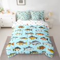 thumbnail image 3 of Manfei Cartoon Fish Queen Bedding, Marine Animal Bedding Comforter Set Queen, Light Blue, Polkadot Reversible, 7pcs, 3 of 6