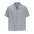 thumbnail image 4 of UVEASISHA Mens Short Sleeve Linen Shirt Solid Color Casual Button Down Shirts for Men Summer Regular Fit Hawaiian Shirt Lightweight Breathable Beach Shirts Gray S, 4 of 5