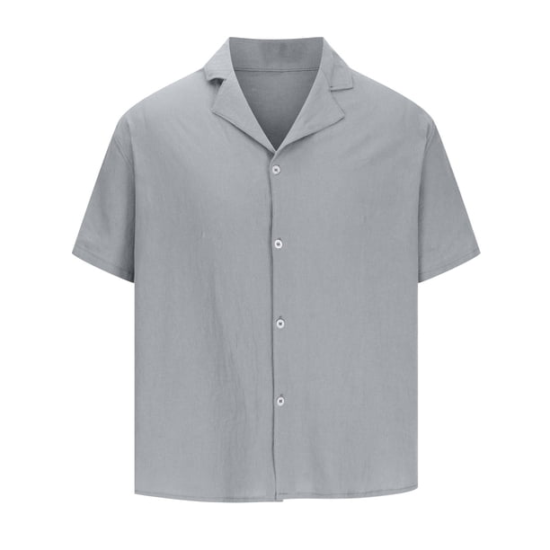cfhntfmh Mens Cotton Linen Button down Shirts Summer Short Sleeve