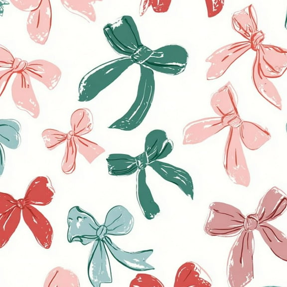 Peel and Stick Wallpaper Colorful Hand Drawn Bow Red Green Pink Bows White Wall Mural 23.6in x 9.8ft Self Adhesive Removable Wall Paper Renter Friendly Wallpaper for Nursery Bedroom Cabinets