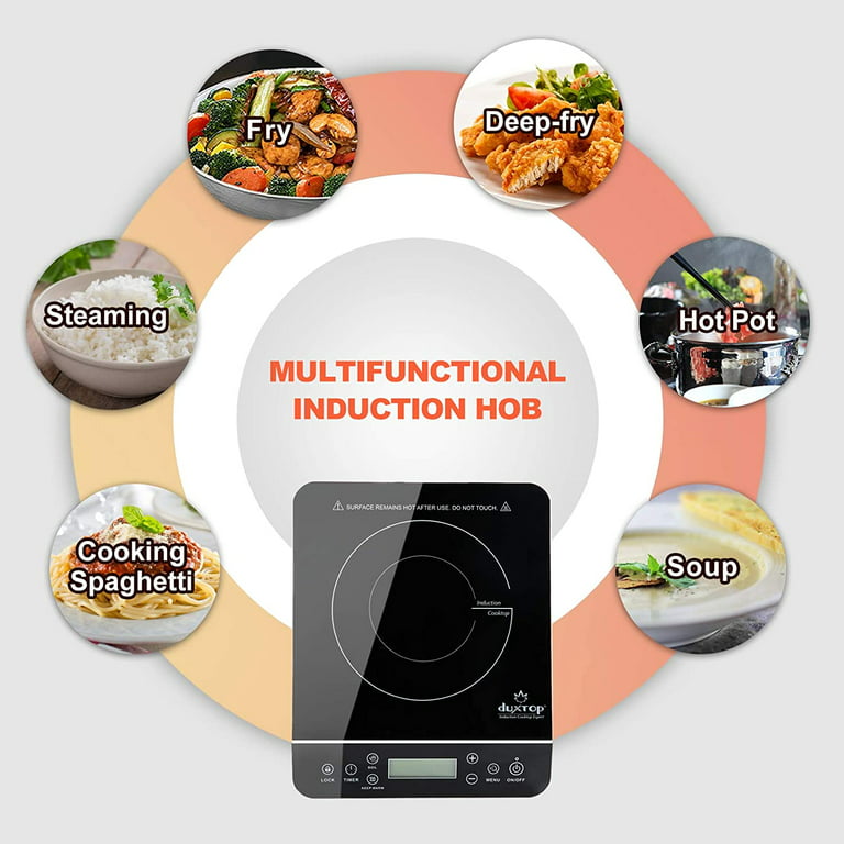  Duxtop Portable Induction Cooktop, Silver 9600LS/BT-200DZ &  Ceramic Non-stick Frying Pan, Stainless Steel Induction Frying Pan, 8-Inch  Stir Fry Pan with Heavy-gauge Impact-bonded Bottom, FUSION Ti
