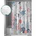 thumbnail image 2 of Shower Curtain, Summer Ocean Coral Turtle Conch Waterproof Shower Curtain Set with Hooks for Bathroom Showers,Stalls and Bathtubs,72x72In Nautical Gradient Animal, 2 of 9