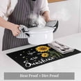 thumbnail image 4 of Yellow Sunflower Placemats for Dinning Table Set of 4, Summer Flower Bee Sunshine Black Burlap Kitchen Place Mats Waterproof Cloth Table Mats, Indoor Outdoor Placemats Easy Clean Dinner Decor, 4 of 8