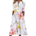 thumbnail image 1 of Maxi Dresses for Women Short Sleeve Button Down V Neck Maxi Sun Dress Tropical Print Sexy Summer Dress Alsol Lamesa, 1 of 3