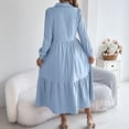thumbnail image 5 of Spring Dresses for Women 2026 Trendy Long Sleeve Button Down Collared Ruffle Hem A Line Flowy Long Dress, 5 of 8