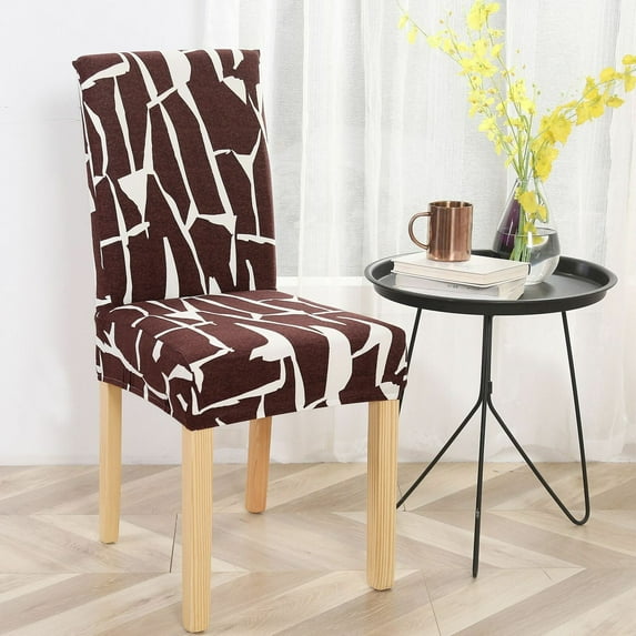 MintLimit Stretch Dining Chair Covers Slipcover Spandex Wedding Cover Removable Brown 8 Pcs