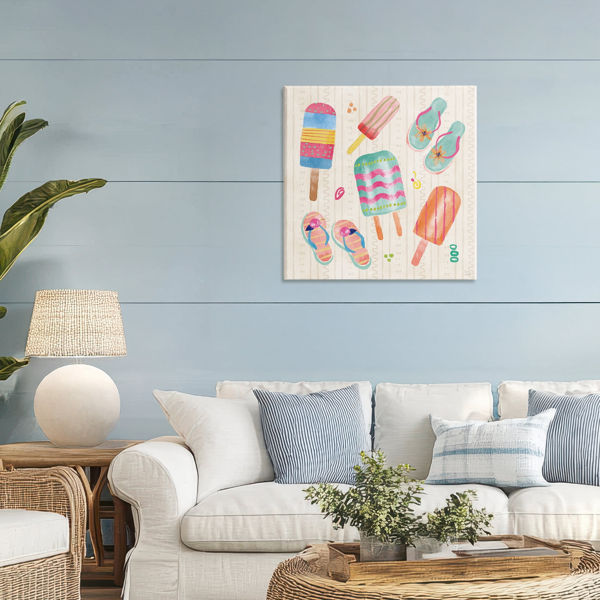 Stupell Industries Summer Popsicles & Sandals Canvas Wall Art, design by Dina June