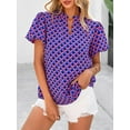 thumbnail image 3 of PRETTYGARDEN Boho Short Sleeve Floral Work Blouses for Women Dressy Casual V Neck Puff Sleeve Loose Chiffon Flowy Tops Shirts, 3 of 7