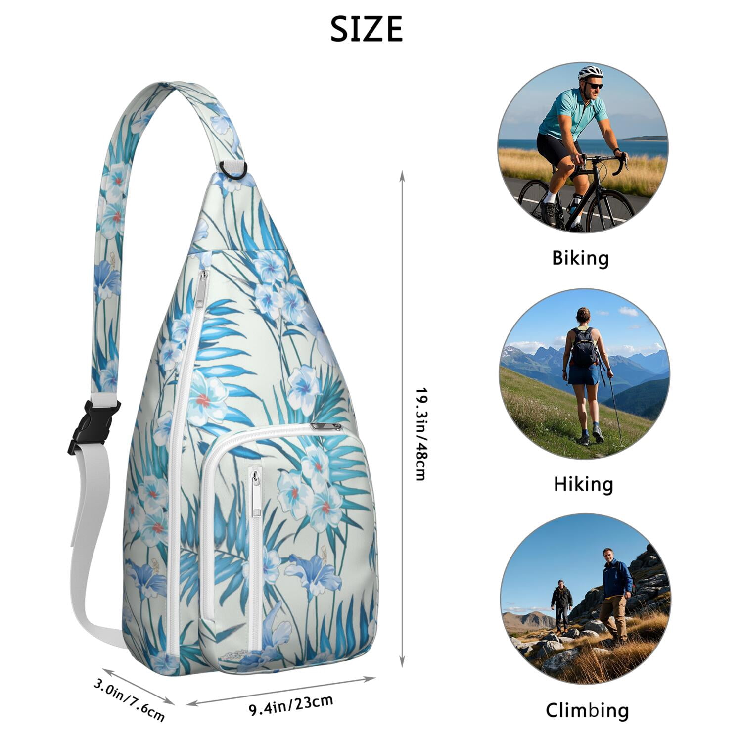 Botanical Jungle Leaves Vibrant Sling Bag for Women & Men, Lightweight with Hide the Keyhole