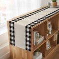 thumbnail image 6 of Retro Black Table Runner, Farmhouse Buffalo Plaid Vintage Beige Washable Cotton Linen Table Runners 72 Inches Long, Dresser Scarf Runner for Dining/Coffee/Kitchen/TV Stands/Cabinets 14''x72'', 6 of 9