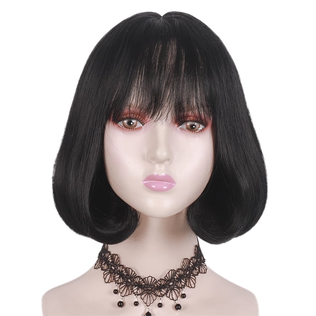 Peluca de pelo corto estilo coreano estilo bobo para mujer, peluca de pelo corto con flequillo al aire, multicolor opcional