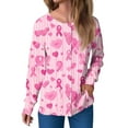 thumbnail image 3 of Scrub Jackets Women Printed Scrubs Blouse with Pocket,Workwear Top for Daily Nursing Uniform Breast Cancer Awareness Pink L, 3 of 5