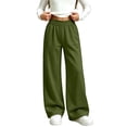 thumbnail image 2 of Wiyuqeen Girls Straight Wide Leg Track Pants RUffle Waist Casual Baggy Athletic Pants Loose Jogger Sweatpants with Pocket 5-15 Years, 2 of 7