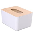 thumbnail image 1 of Caja de pañuelos Brillar cuadrada de madera soporte servilletas, 1 of 5