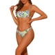 thumbnail image 4 of Conjunto de bikini de dos piezas con estampado de hojas para mujer, con tirantes ajustables y lazo, traje de baño en verde medio, 4 of 5