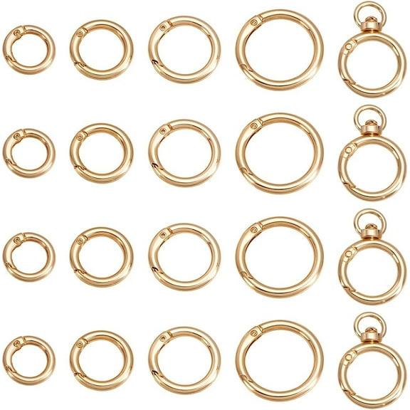 22Pcs Round Carabiner Clip Zinc Alloy Light Gold Carabiner Key Rings Release Keychain for Purse Shoulder Bag Chain Rings Clip Replacement