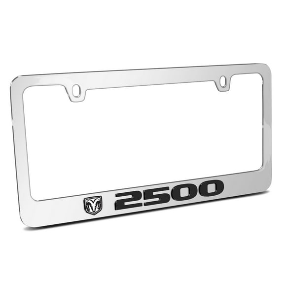 RAM 2500 Logo 3D Embossed Letters on Mirror Chrome Metal License Plate Frame