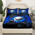 thumbnail image 3 of Erosebridal Baseball Sheet Set King,Gradient Geometric King Sheet Sets,Blue Black, 3 of 7