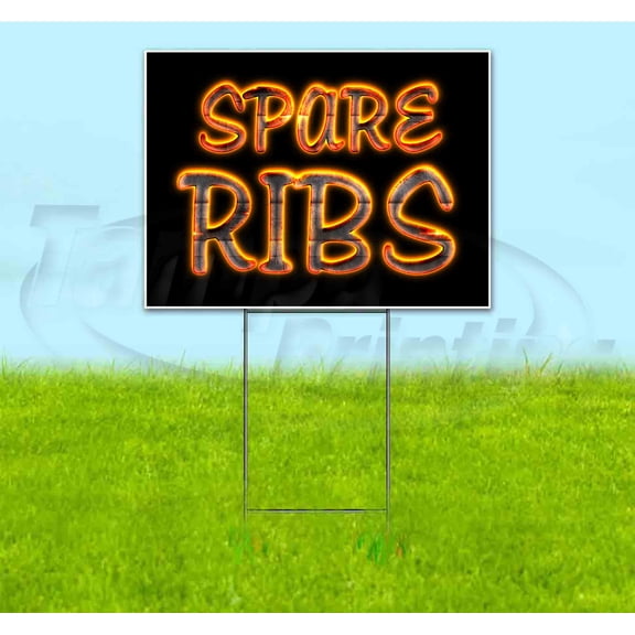 Spare Ribs (18" x 24") Yard Sign, Includes Metal Step Stake