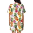 thumbnail image 6 of Fuzoiu Hawaiian Pineapples And Hibiscus Flowers Print Women's Short-Sleeved Pajama Set,Lounge Sleepwear Set,Womens Pajama Sets 2 Piece,Button-Up Top and Shorts with Pockets-X-Large, 6 of 7