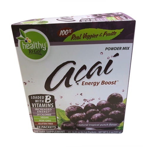 To Go Brand Acai Natural Energy Boost Powder, Tropical Punch, 24