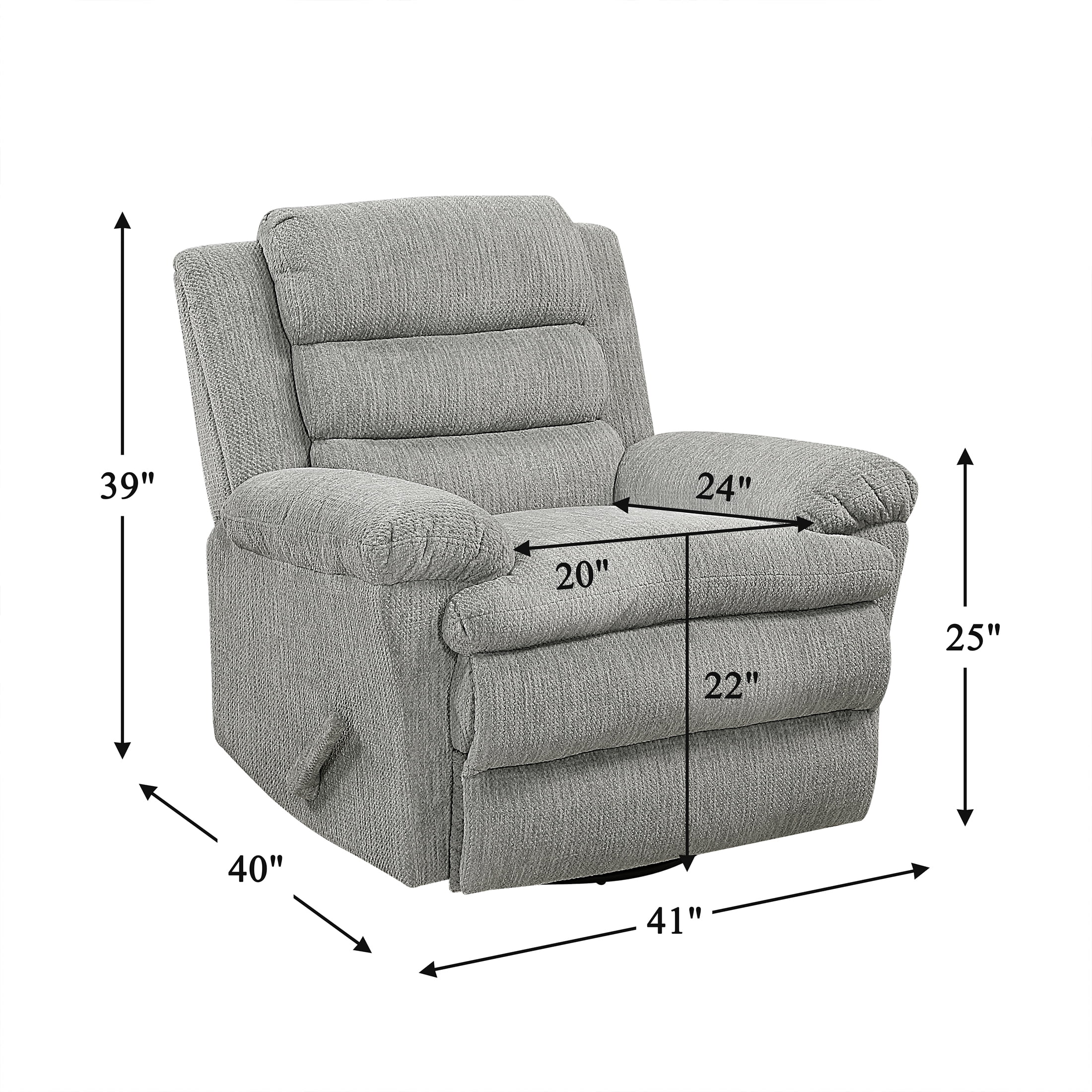 OakvillePark Windcroft Microfiber Swivel Glider Reclining Chair, Gray