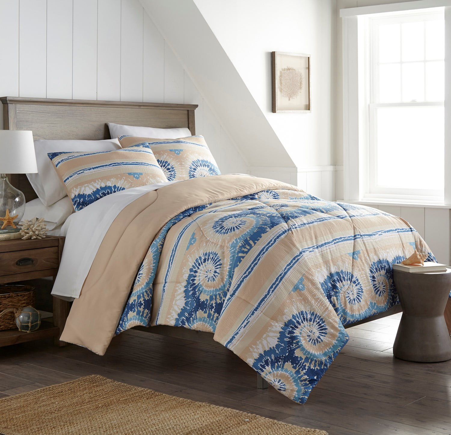 Duvet Cover With Pillowcase Ellie Leaf Printed Reversible Stripes Quilt Bedding 