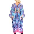 thumbnail image 2 of Sakkas Alvita Women's V Neck Beach Dress Top Caftan Cover up with Rhinestones - WT39-Turq - One Size Regular, 2 of 5