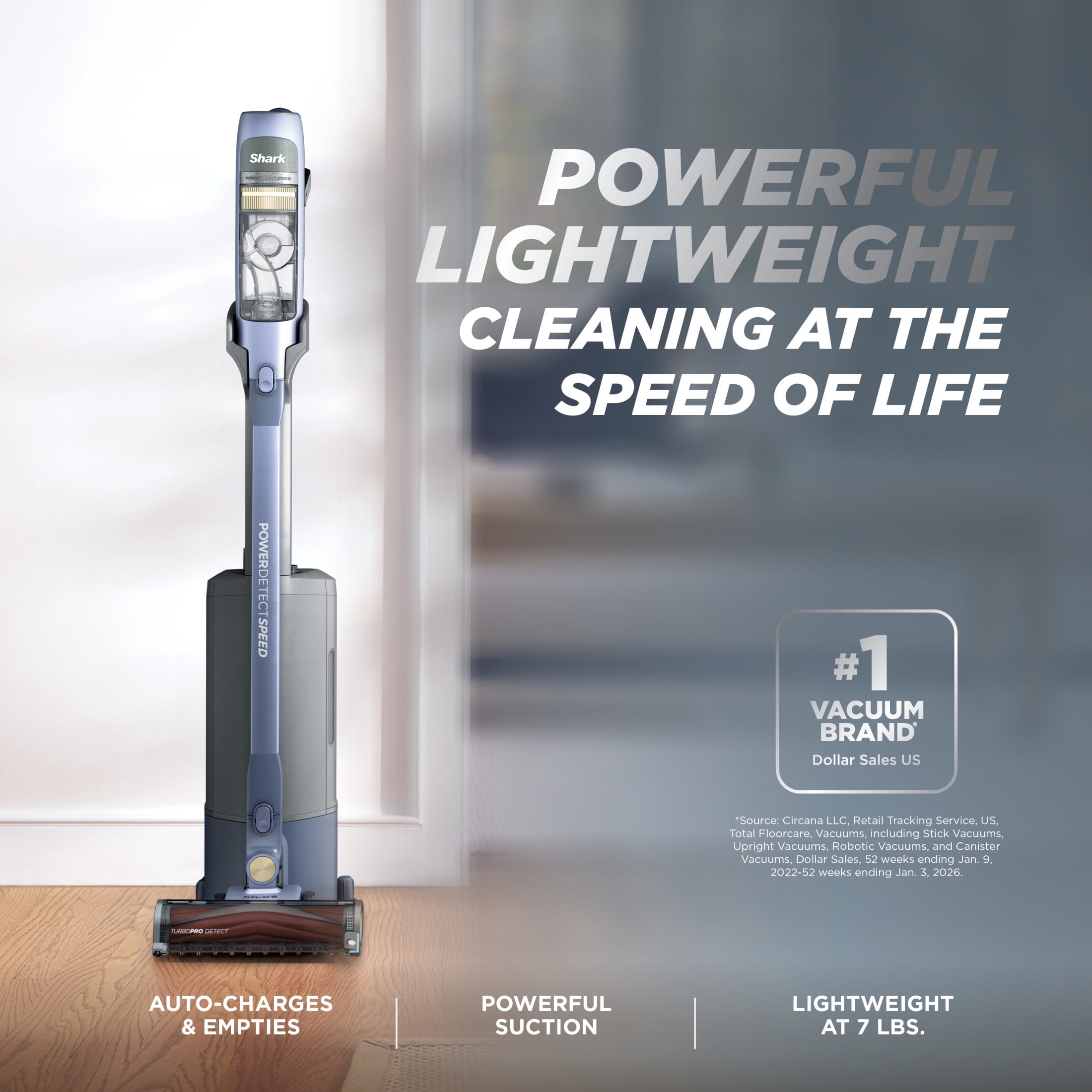 Shark PowerDetect Speed Clean & Empty System Cordless Stick Vacuum, 60 Min Runtime, Auto-Empty Dock, IA3140