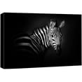 thumbnail image 3 of PixonSign Canvas Print Wall Art Portrait of Zebra Animals Wildlife Photography Realism Minimalist Closeup Relax/Calm Dark Black and White for Living Room, Bedroom, Office - 16"x24", 3 of 5