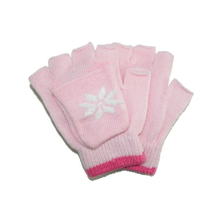 Size one size Girl's Stretch Convertible Fingerless Winter Mittens / Gloves