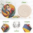 thumbnail image 4 of Haosy Set of 6 Drink Woven Coaster with Holder Heat Resistant Non-Slip Bar Coasters 4 Inches Colorful Abstract Woman Paint, 4 of 7