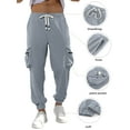 thumbnail image 3 of APTRO Mens Corduroy Sweatpants Casual Cargo Pants Elastic Waist Drawstring Baggy Tapered Jogger Pants with Zipper Pockets Dusty Blue MG021 2XL, 3 of 7