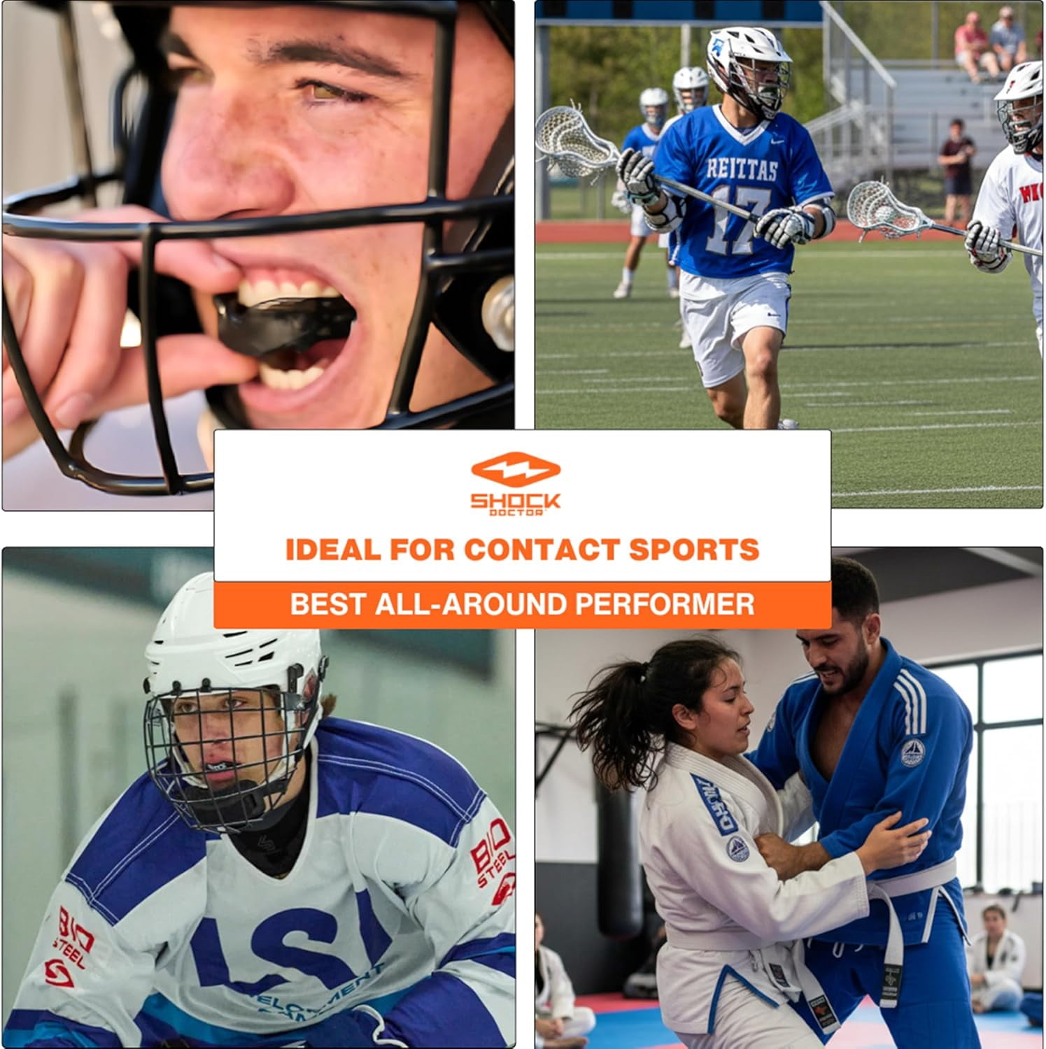 Mouth Guard Sports, Hockey, Lacrosse, Baseball, Wrestling Moutguard, Gel Max Heavy Duty Protection & Custom Fit, Football Mouth Guard with Strap, Adult & Youth Mouthguard