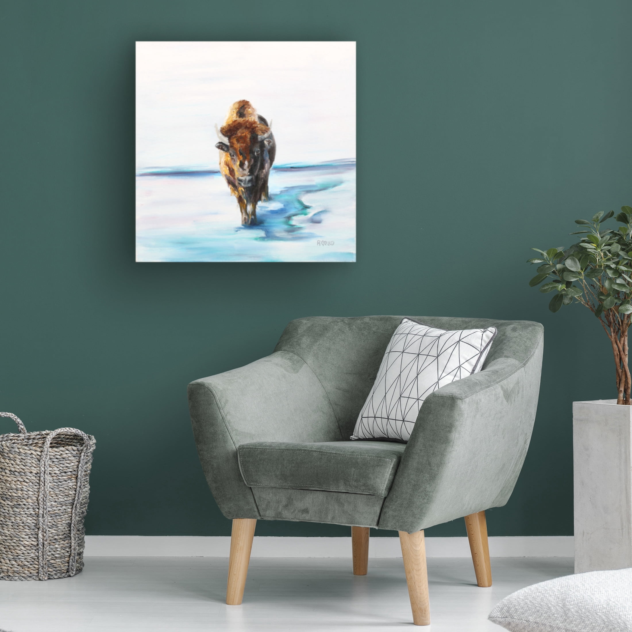 Canvas Wall Art - Renee Gould 'Snowman' Wall Art for Living Room, Bedroom, or Office Décor by Trademark Fine Art - 14 x 14 Inches
