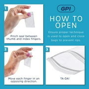 GPI 2” x 3” Heavy Duty Ziplock Bag 2 Mil Clear Resealable Bags with Write-On Block for Labels,100-Pack