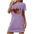 thumbnail image 4 of Tnhcen Women's Plus Size Valentine's Day Nightgown, Hearts Print Sleep Dress, Short Sleeve Crew Neck Pajamas, Soft Fleece Loungewear, Gift for Her, Sizes S-5XL, 4 of 5