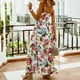 thumbnail image 5 of Falda larga para mujer con cuello en V y estampado bohemio con tirantes y cordones sin mangas Pompotops  qwe13331, 5 of 7