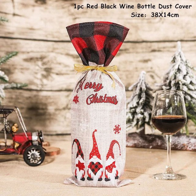 Bolsas de regalo de Navidad, soporte para botella de vino de Navidad, cubierta antipolvo, regalo de Navidad, decoración navideña para el hogar, Papá Noel, 2023