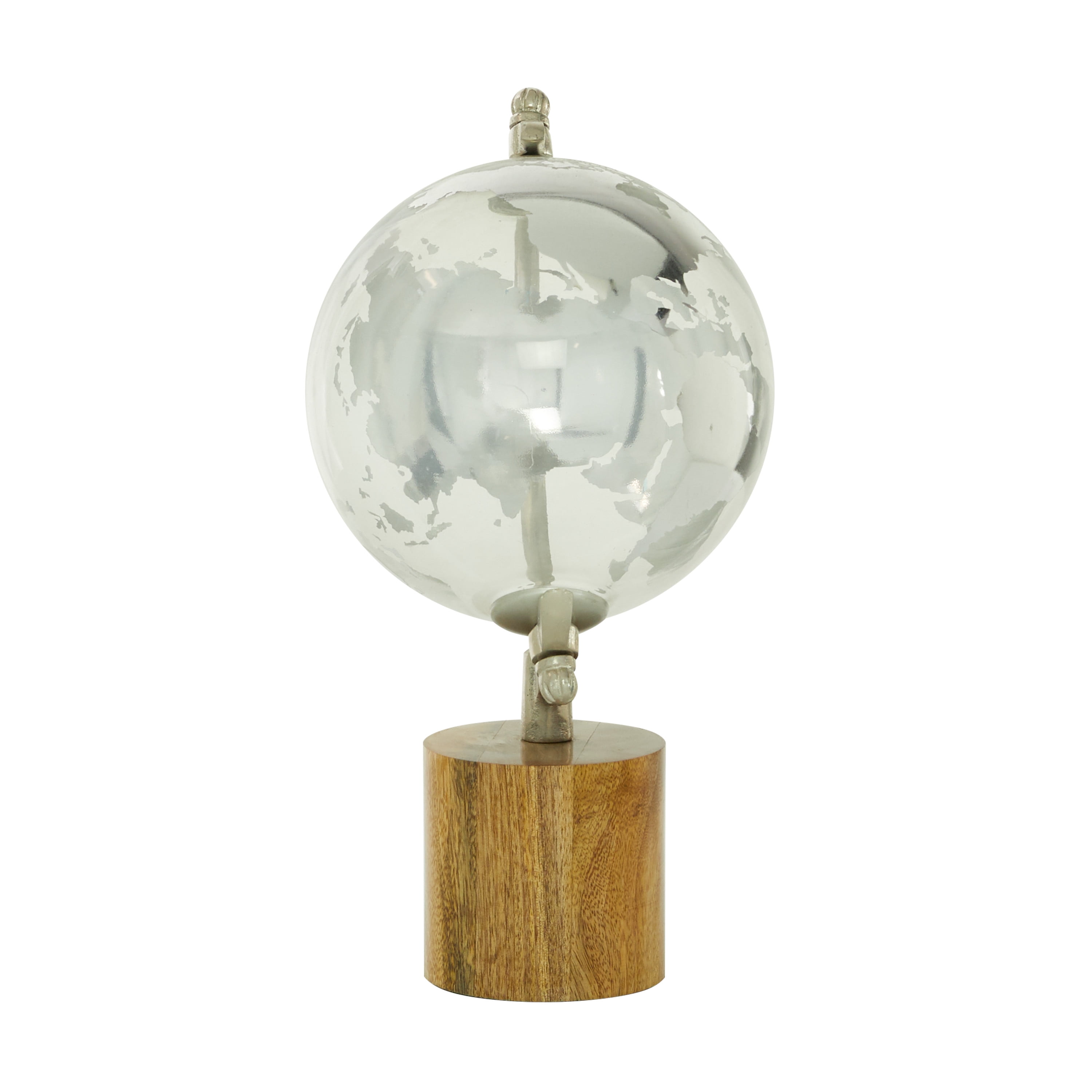 DecMode 8" Silver Globe with Brown Base