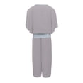 thumbnail image 6 of Inleife Two Piece Sets for Women Spring And Summer Women Elegant Solid Casual Short Sleevele Round-Neck Blouses Shirts Long Pant Sets Gray Sizes S, 6 of 6