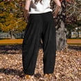 thumbnail image 4 of TOMVIGX Barrel Sweatpants Women Wide Leg Corduroy Travel Flowy Pants Loose Casual Cropped Elastic Waist Trousers with Pockets Black S, 4 of 5